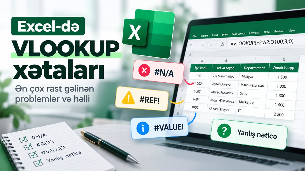 Excel VLOOKUP Xətaları: Ən Çox Rast Gəlinən 6 Problem və Həlli