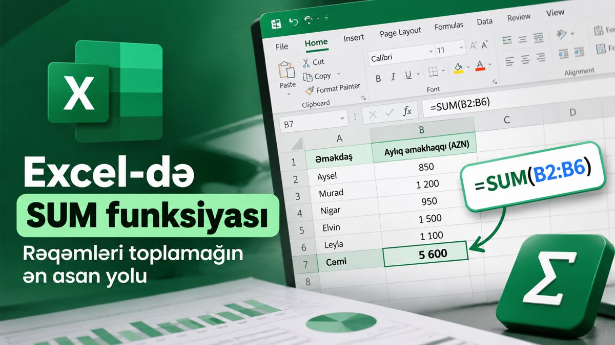 Excel-də SUM funksiyası: Rəqəmləri toplamağın ən asan yolu